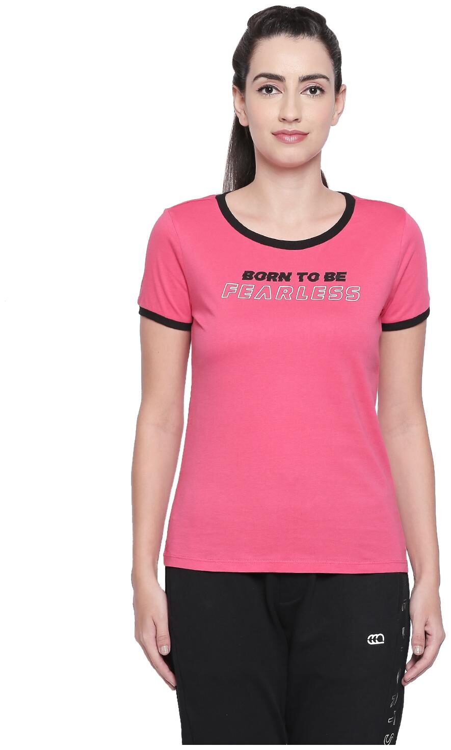 

Ajile By Pantaloons Women Pink Regular fit Round neck Cotton T shirt