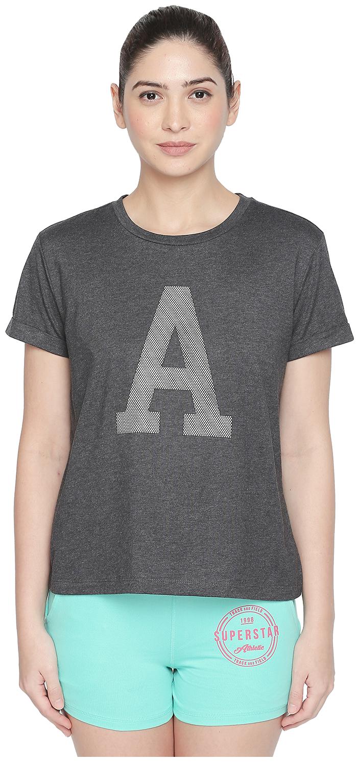 

Ajile By Pantaloons Women Grey Regular fit Round neck Cotton T shirt