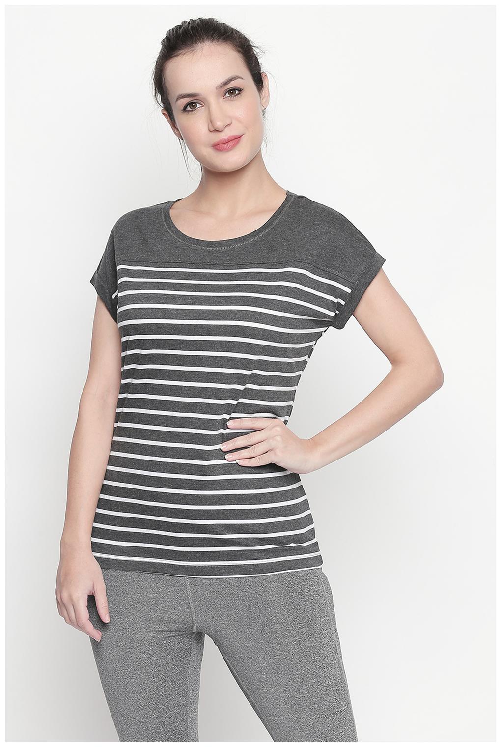 

Ajile By Pantaloons Women Striped Regular top - Grey