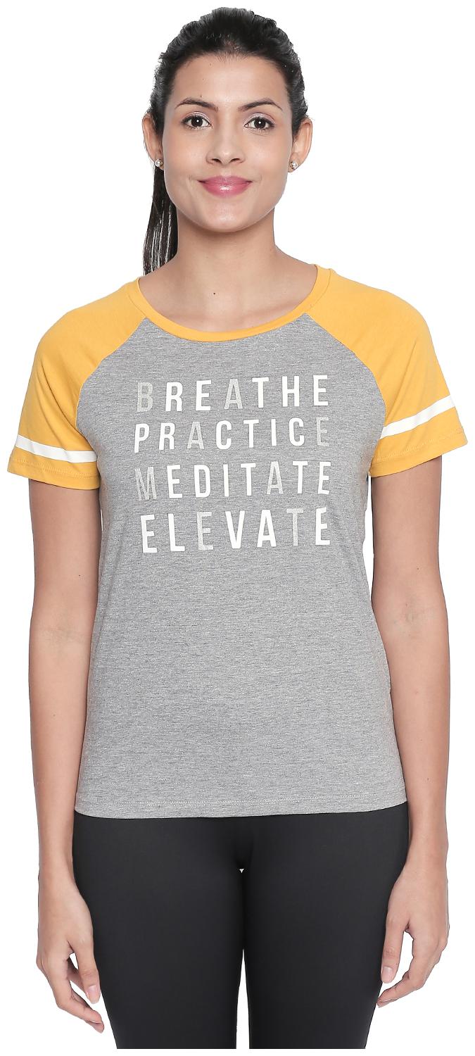 

Ajile By Pantaloons Women Grey Regular fit Round neck Cotton T shirt