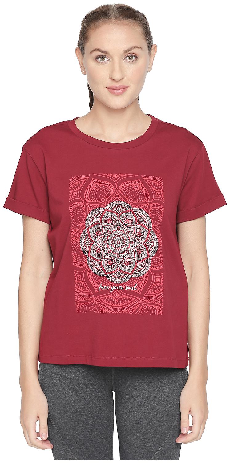 

Ajile By Pantaloons Women Maroon Regular fit Round neck Cotton T shirt