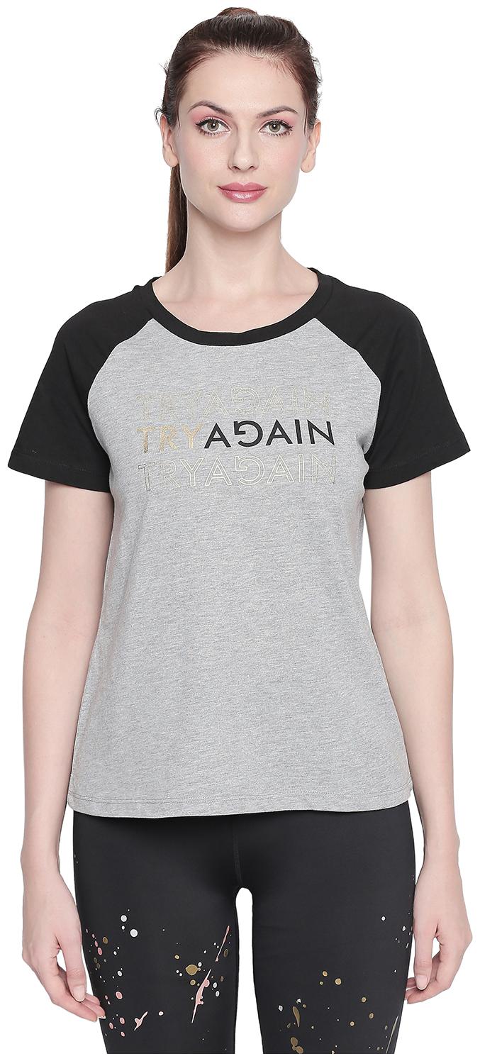 

Ajile By Pantaloons Women Grey Regular fit Round neck Cotton T shirt