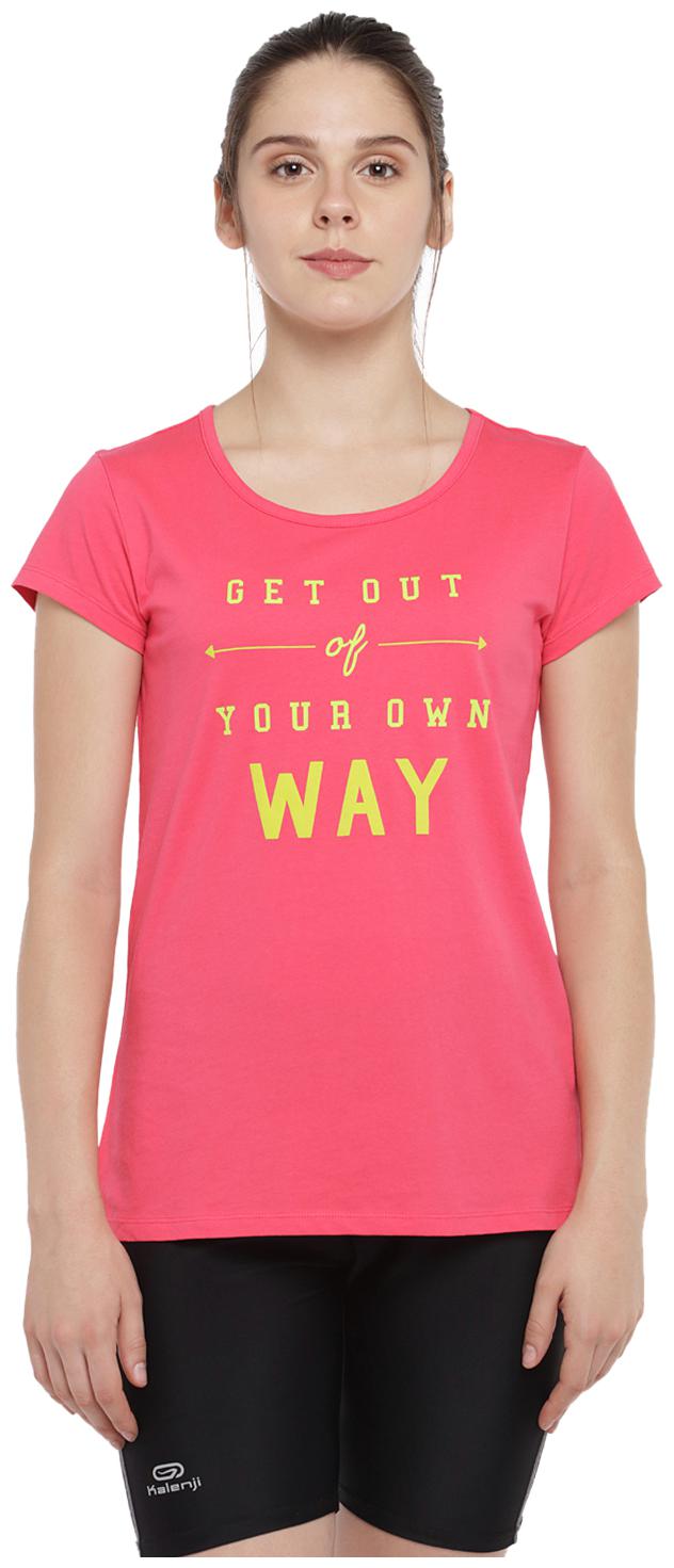 

Ajile By Pantaloons Women Pink Regular fit Round neck Cotton T shirt