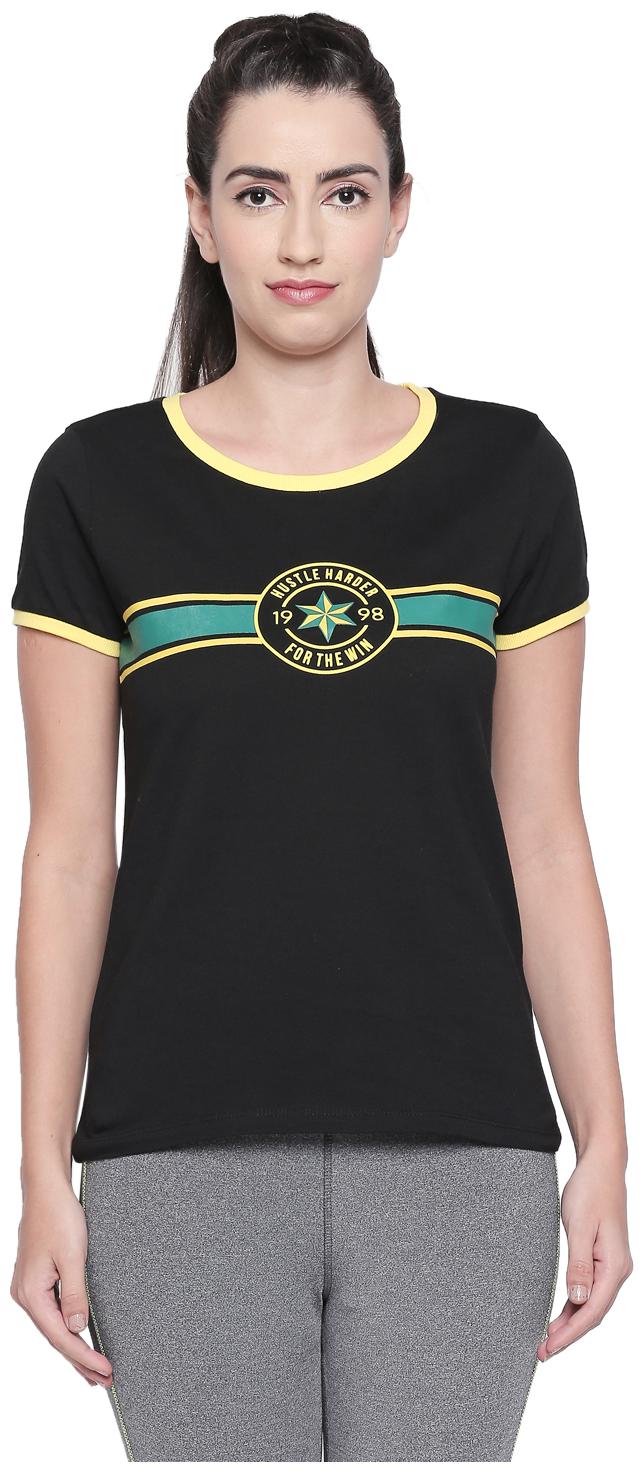 

Ajile By Pantaloons Women Black Regular fit Round neck Cotton T shirt