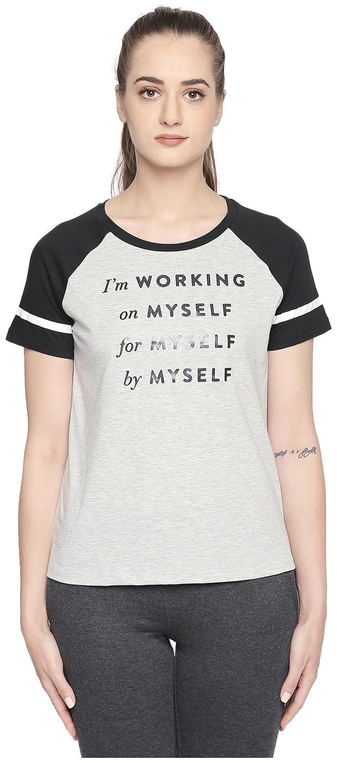 

Ajile By Pantaloons Women Grey Regular fit Round neck Cotton T shirt