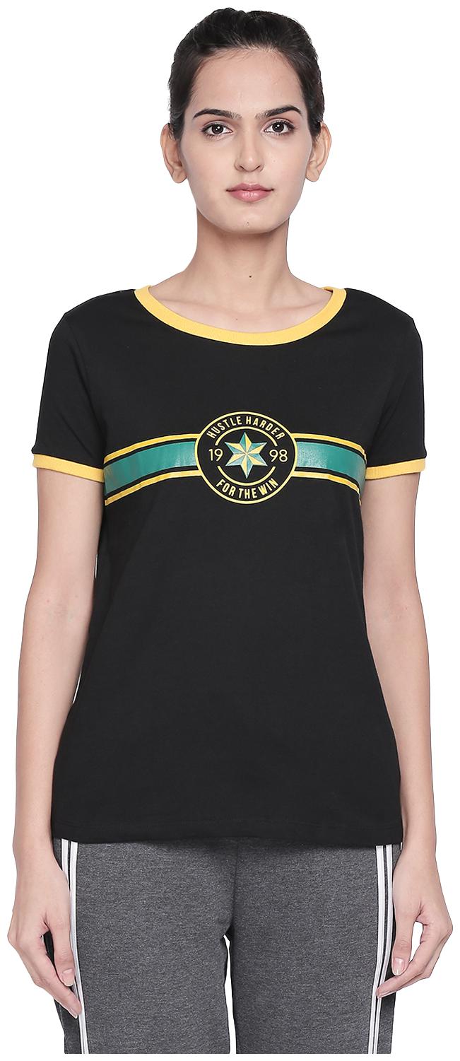 

Ajile By Pantaloons Women Black Regular fit Round neck Cotton T shirt