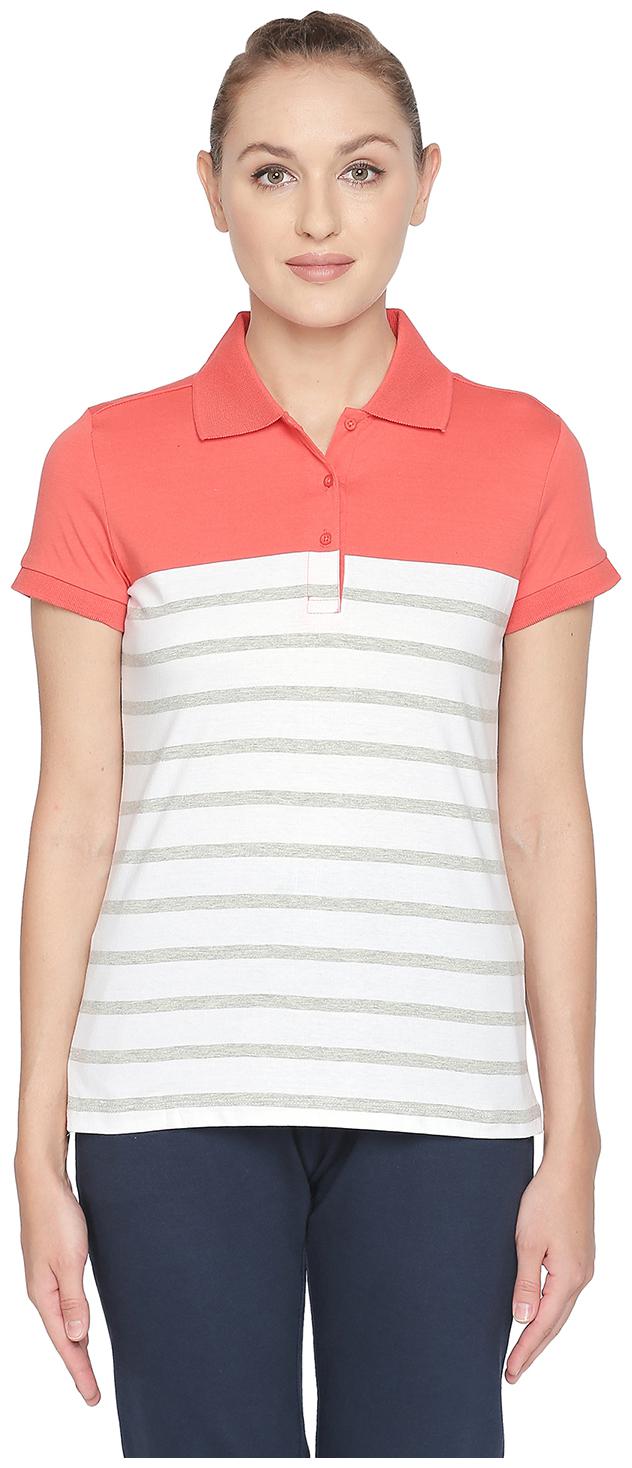 

Ajile By Pantaloons Women Orange Regular fit Polo neck Cotton T shirt