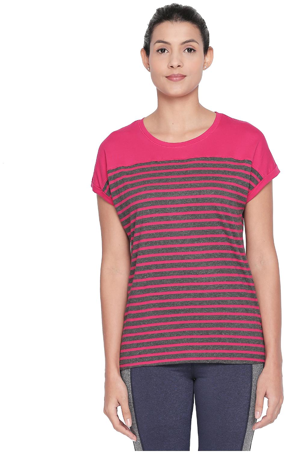 

Ajile By Pantaloons Women Pink Regular fit Round neck Cotton T shirt