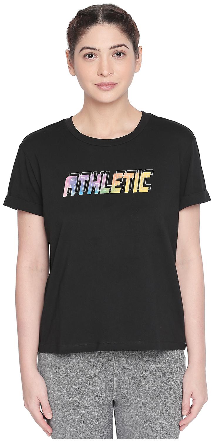 

Ajile By Pantaloons Women Black Regular fit Round neck Cotton T shirt