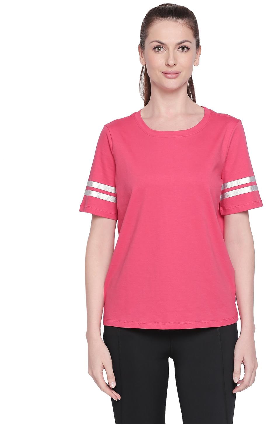 

Ajile By Pantaloons Women Pink Regular fit Round neck Cotton T shirt