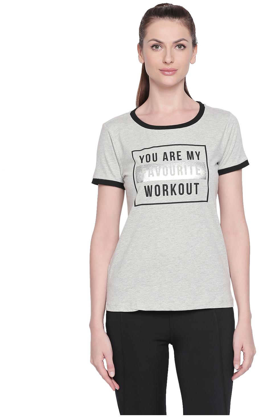 

Ajile By Pantaloons Women Grey Regular fit Round neck Cotton T shirt