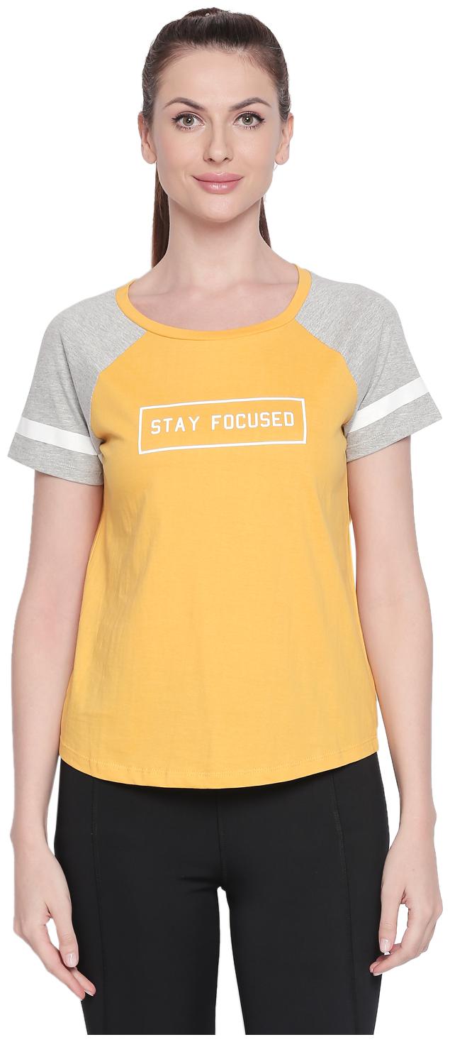 

Ajile By Pantaloons Women Yellow Regular fit Round neck Cotton T shirt