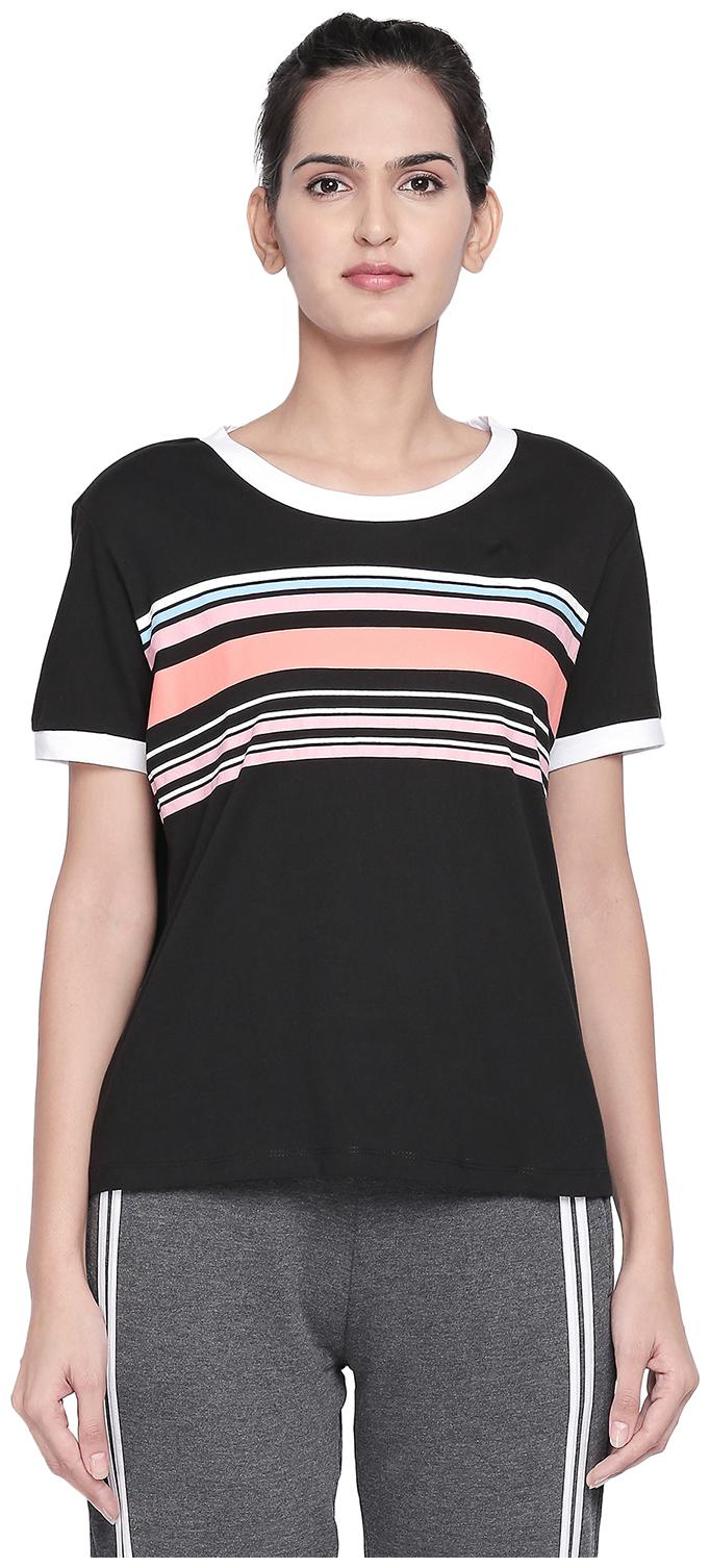 

Ajile By Pantaloons Women Black Regular fit Round neck Cotton T shirt