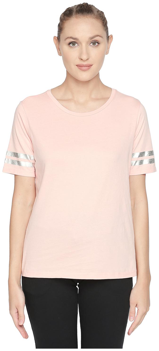 

Ajile By Pantaloons Women Pink Regular fit Round neck Cotton T shirt