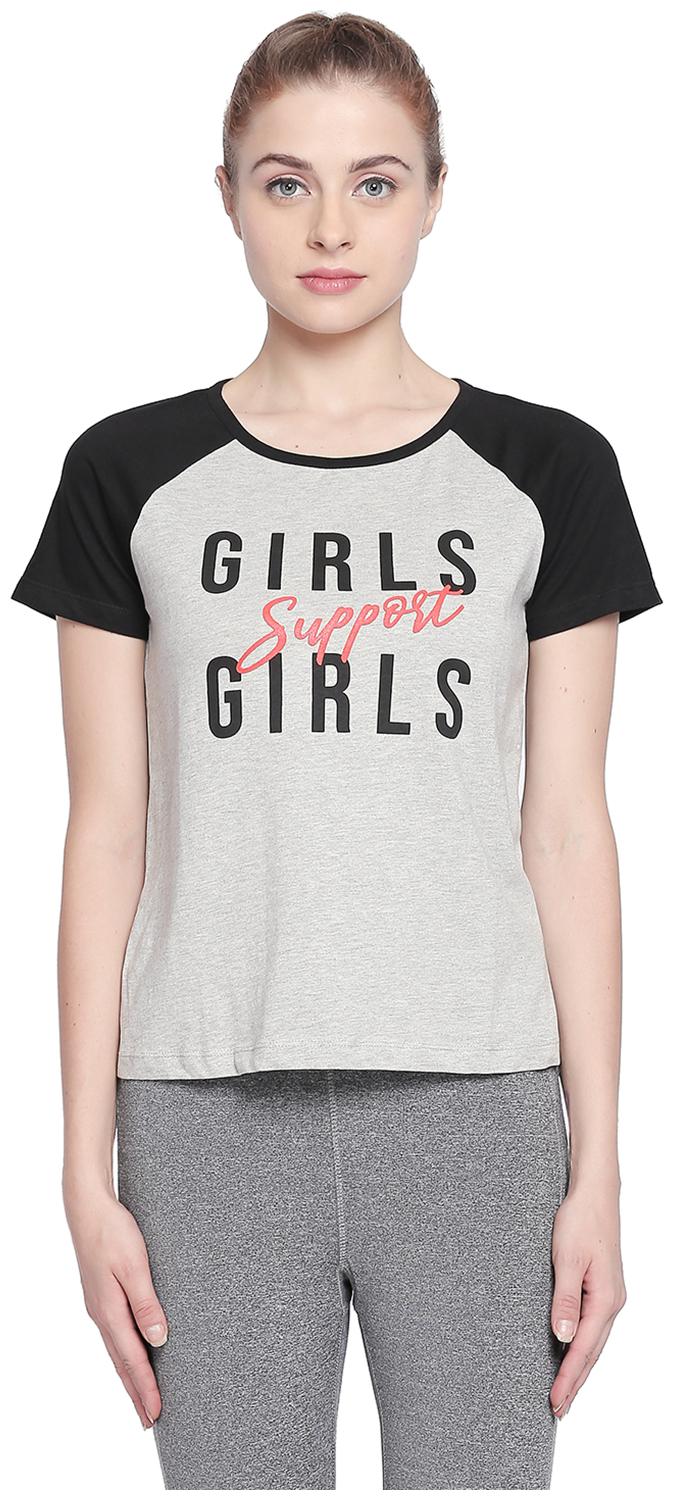 

Ajile By Pantaloons Women Grey Regular fit Round neck Cotton T shirt