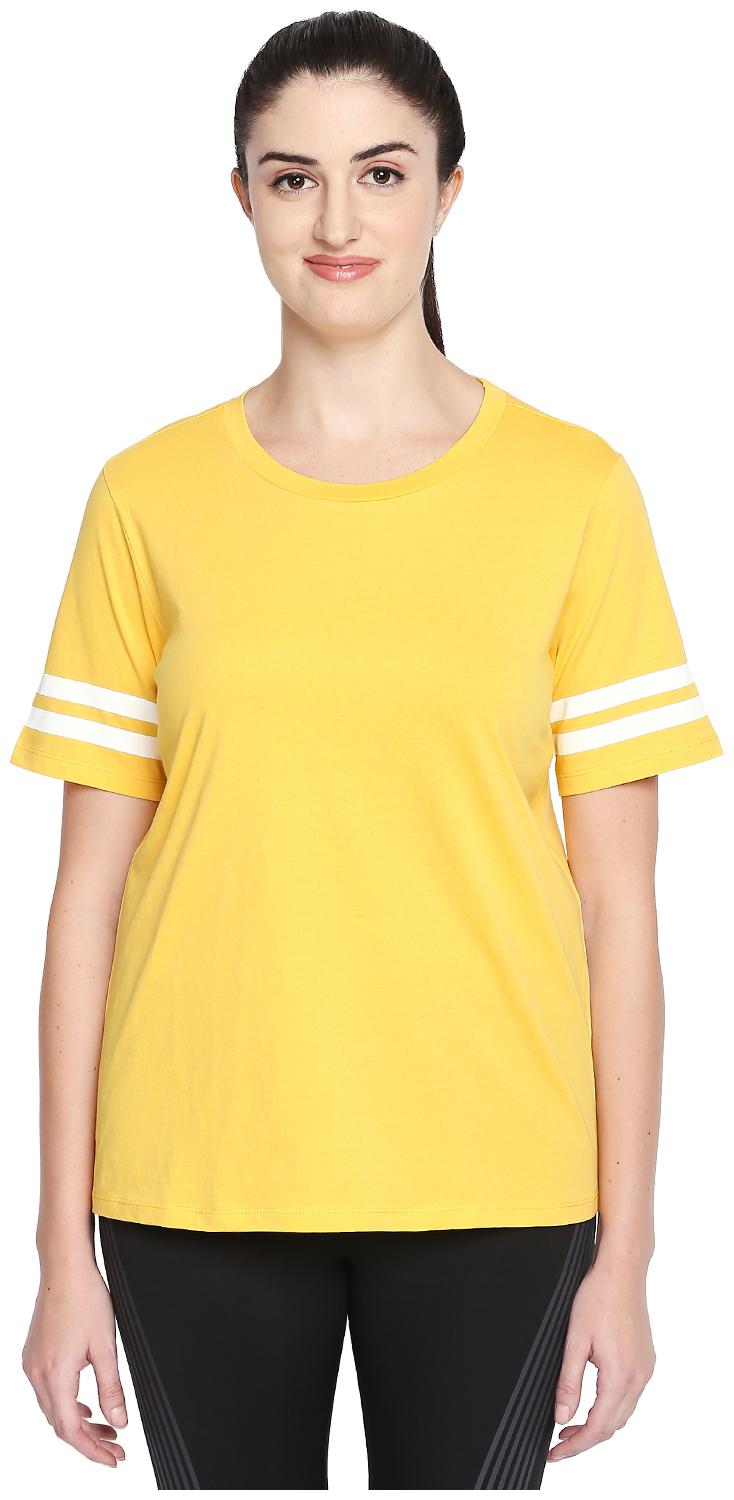 

Ajile By Pantaloons Women Yellow Regular fit Round neck Cotton T shirt