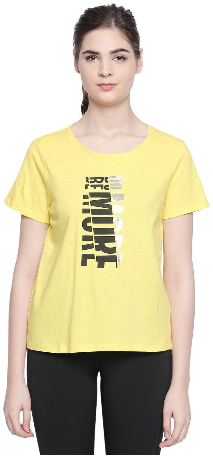 

Ajile By Pantaloons Women Yellow Regular fit Round neck Cotton T shirt