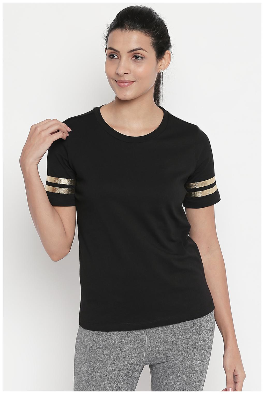 

Ajile By Pantaloons Women Black Regular fit Round neck Cotton T shirt
