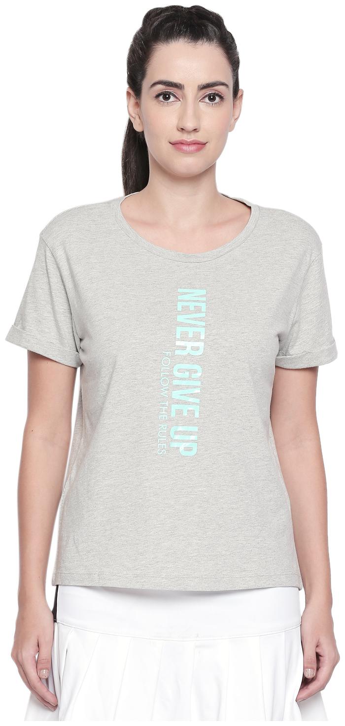 

Ajile By Pantaloons Women Grey Regular fit Round neck Cotton T shirt