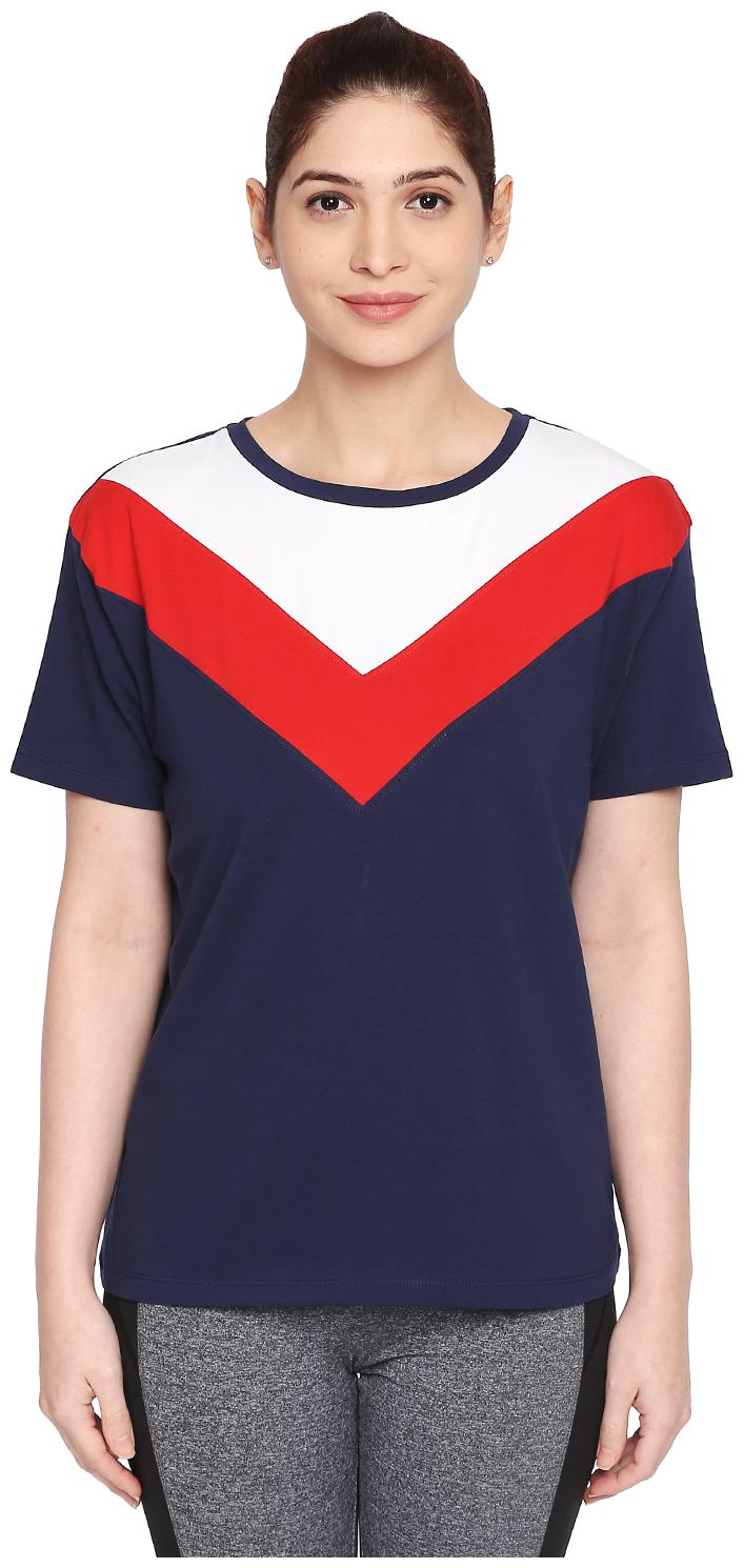 

Ajile By Pantaloons Women Navy Regular fit Round neck Cotton T shirt