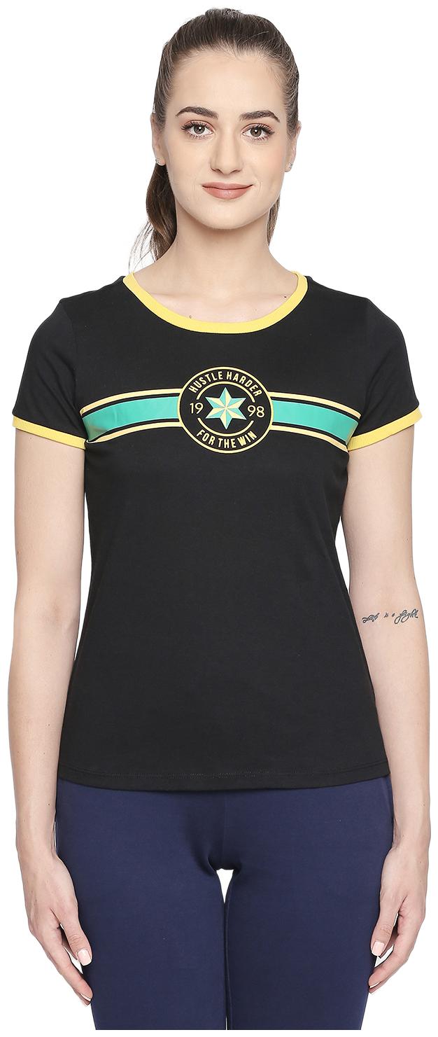 

Ajile By Pantaloons Women Black Regular fit Round neck Cotton T shirt