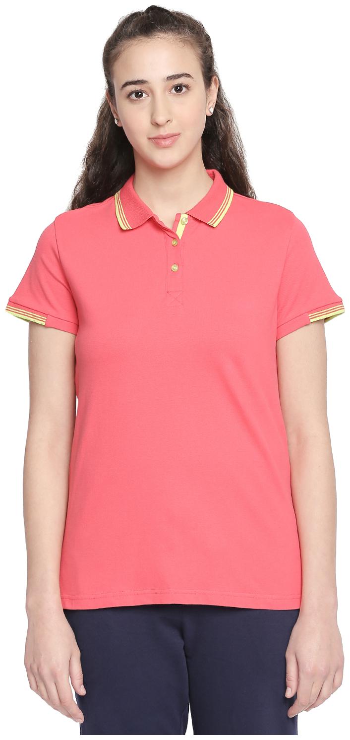 

Ajile By Pantaloons Women Pink Regular fit Polo neck Cotton T shirt