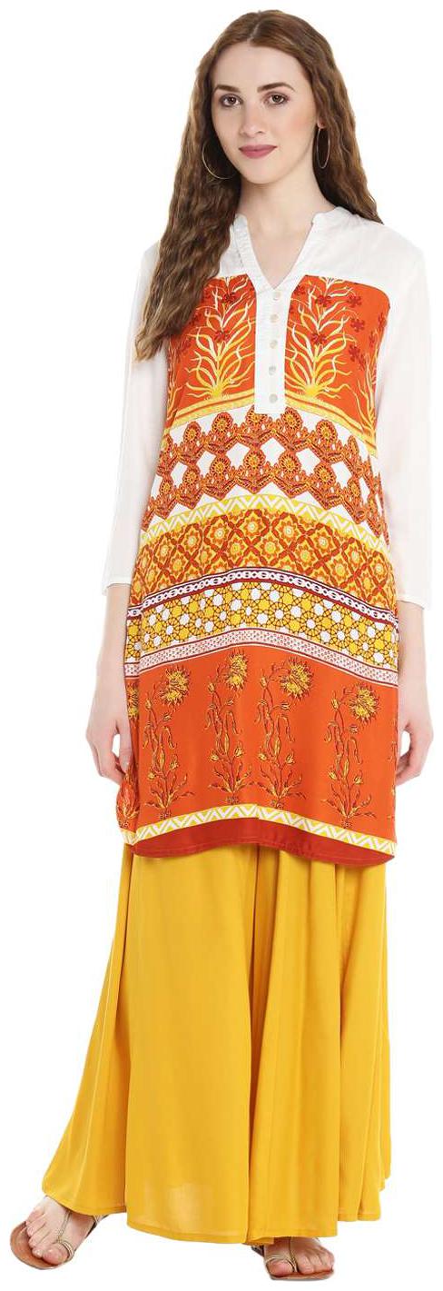

Akkriti By Pantaloons Women Orange Printed Regular Kurti