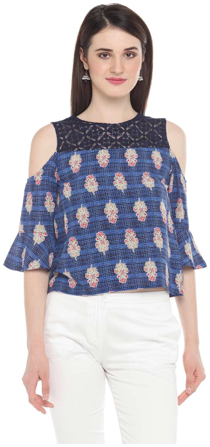 

Akkriti By Pantaloons Women Embroidered Regular top - Blue