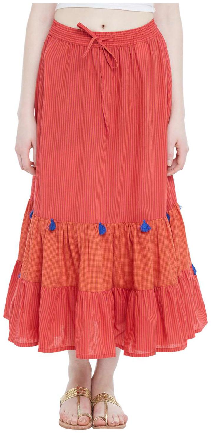 

Akkriti By Pantaloons Printed Flared skirt Maxi Skirt - Red