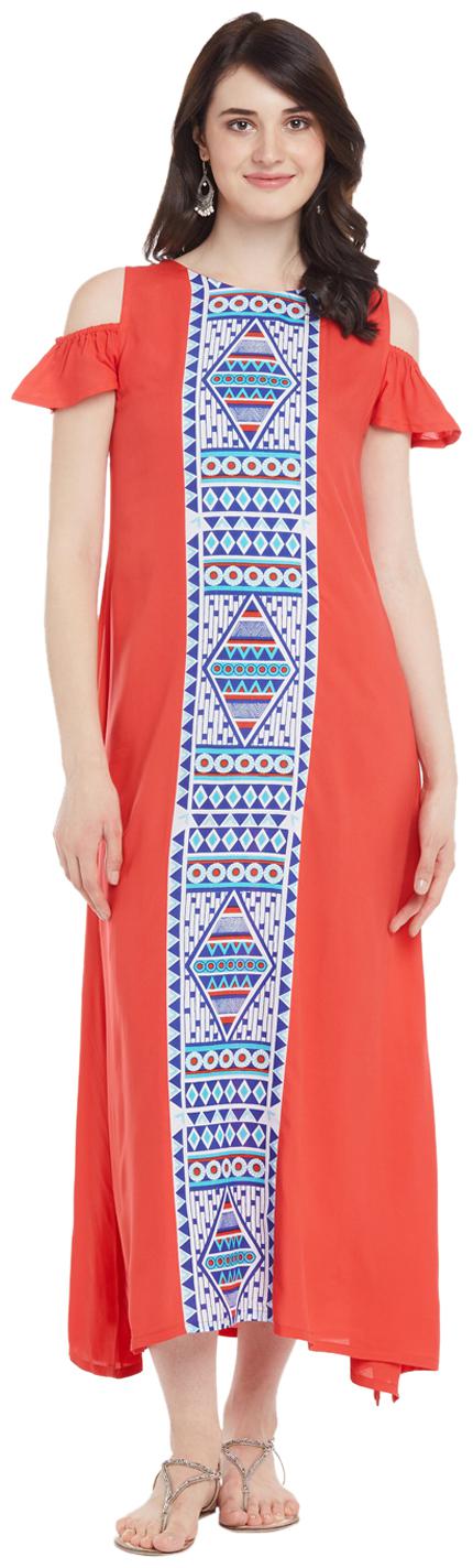 

Akkriti By Pantaloons Red Printed Maxi dress