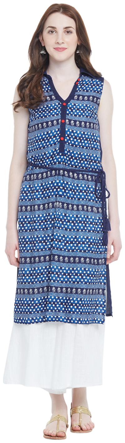 

Akkriti By Pantaloons Women Blue Printed Straight Kurta