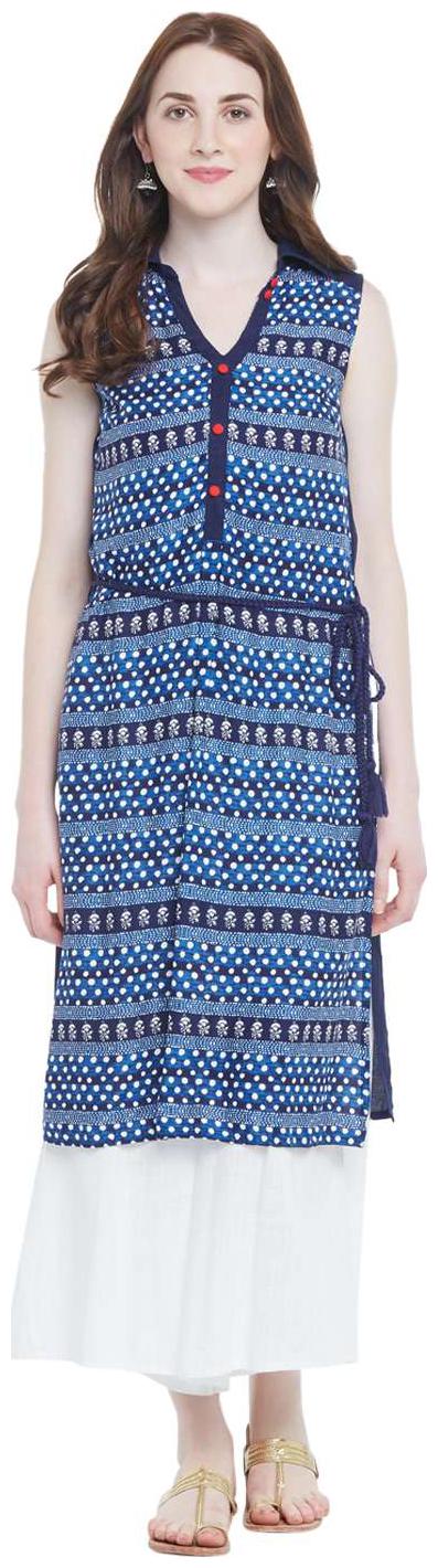 

Akkriti By Pantaloons Women Blue Printed Straight Kurta