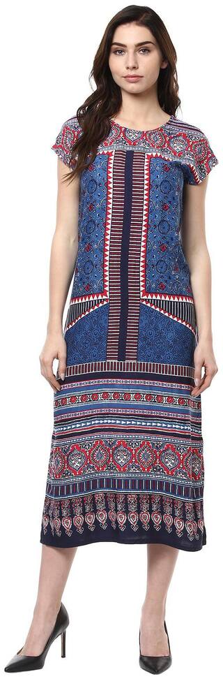 Akkriti By Pantaloons Blue Printed Maxi dress