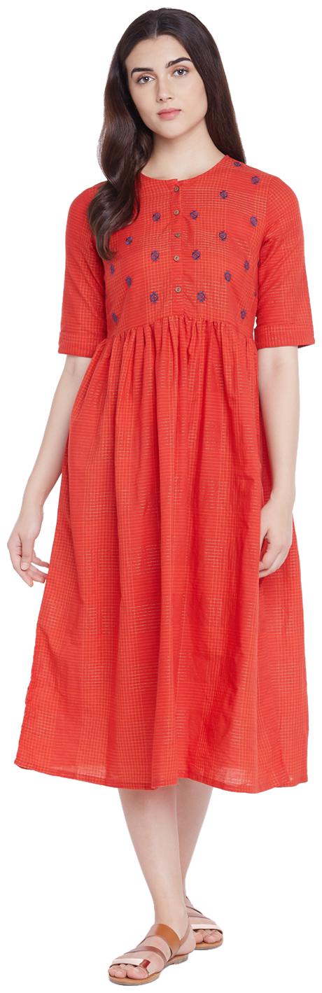 

Akkriti By Pantaloons Red Printed Fit flare dress