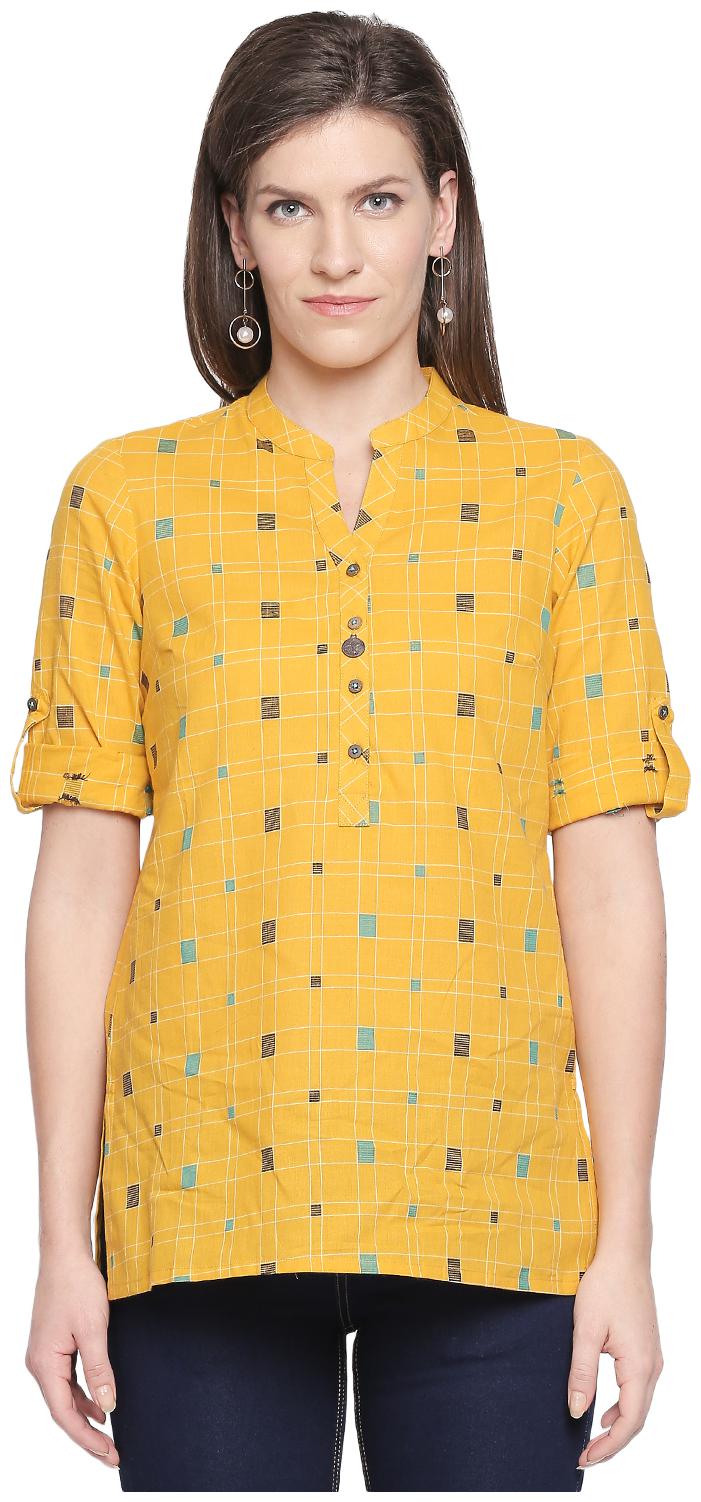 

Akkriti By Pantaloons Women Checked Regular tunic - Yellow