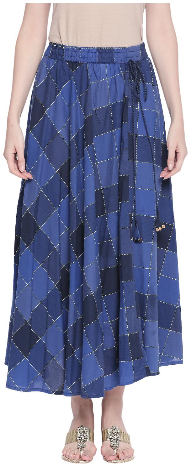 

Akkriti By Pantaloons Checked A-line skirt Maxi Skirt - Blue