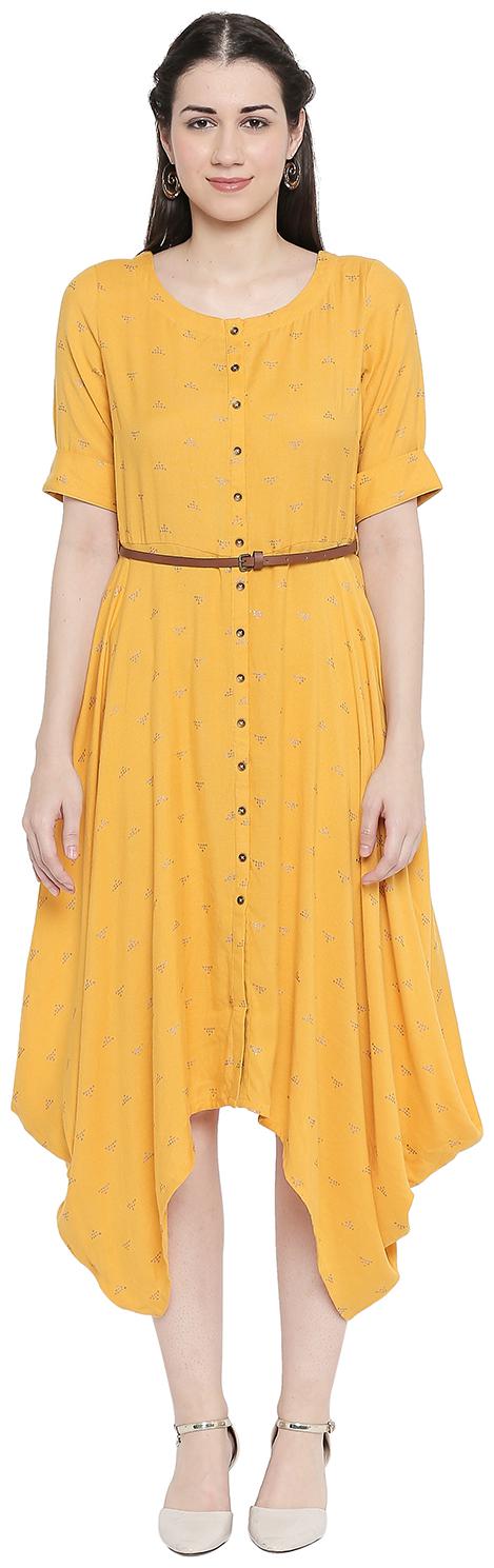 

Akkriti By Pantaloons Yellow Printed Shirt dress