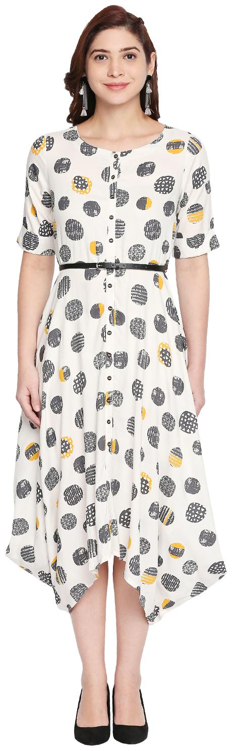 

Akkriti By Pantaloons White Printed A-line dress