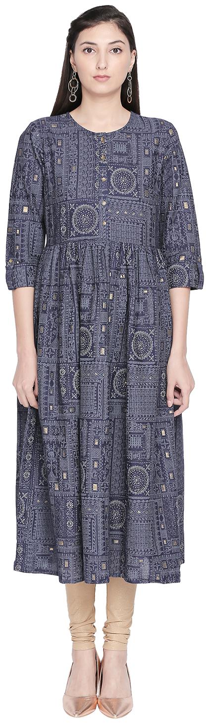 

Akkriti By Pantaloons Blue Printed Shirt dress