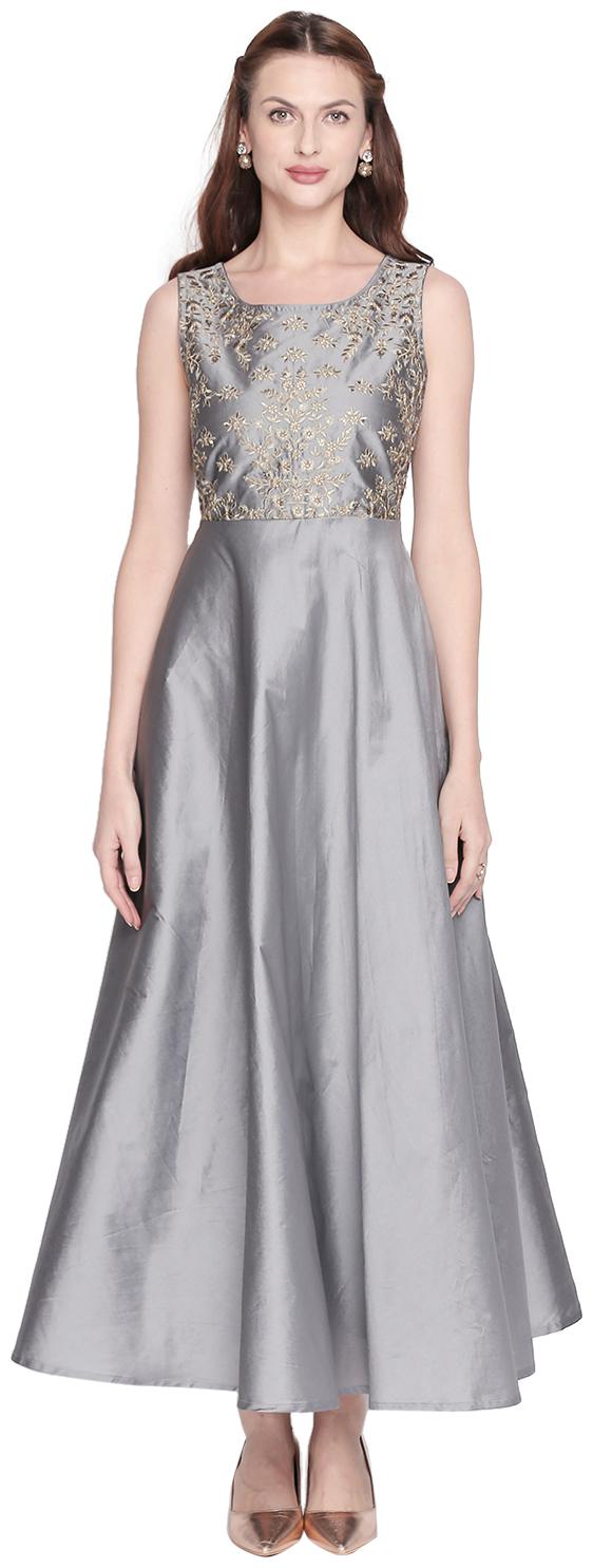 

Akkriti By Pantaloons Grey Embroidered Shirt dress