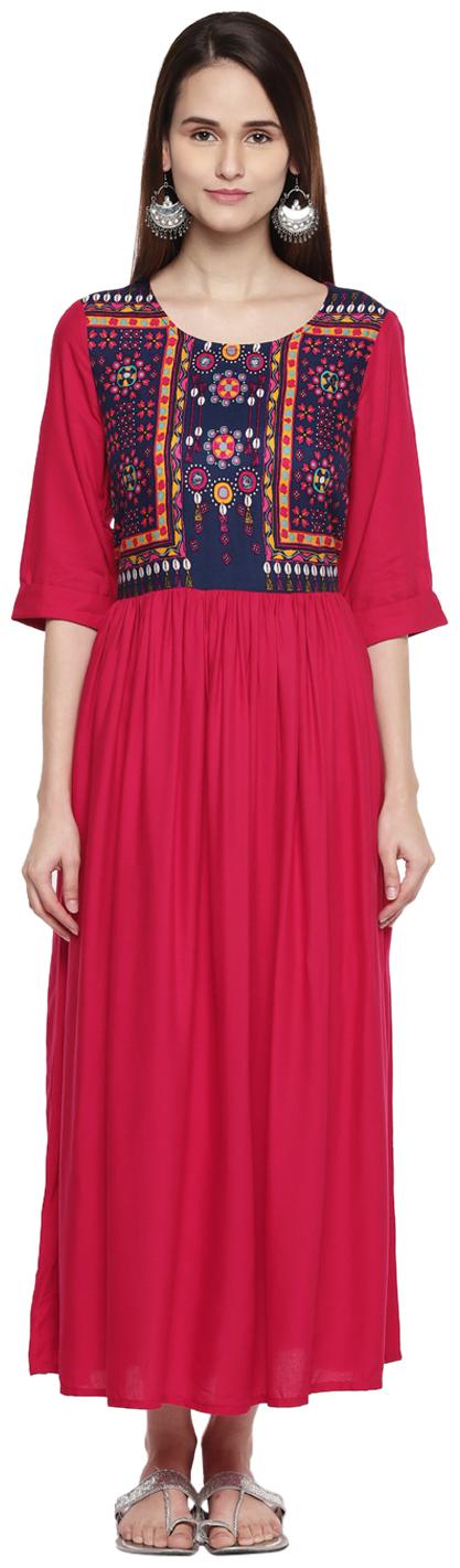 

Akkriti By Pantaloons Pink Printed Fit flare dress