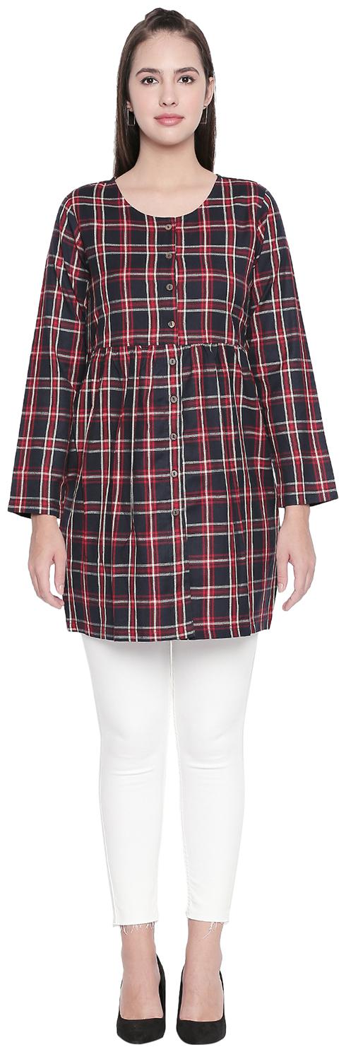 

Akkriti By Pantaloons Women Checked Regular top - Red