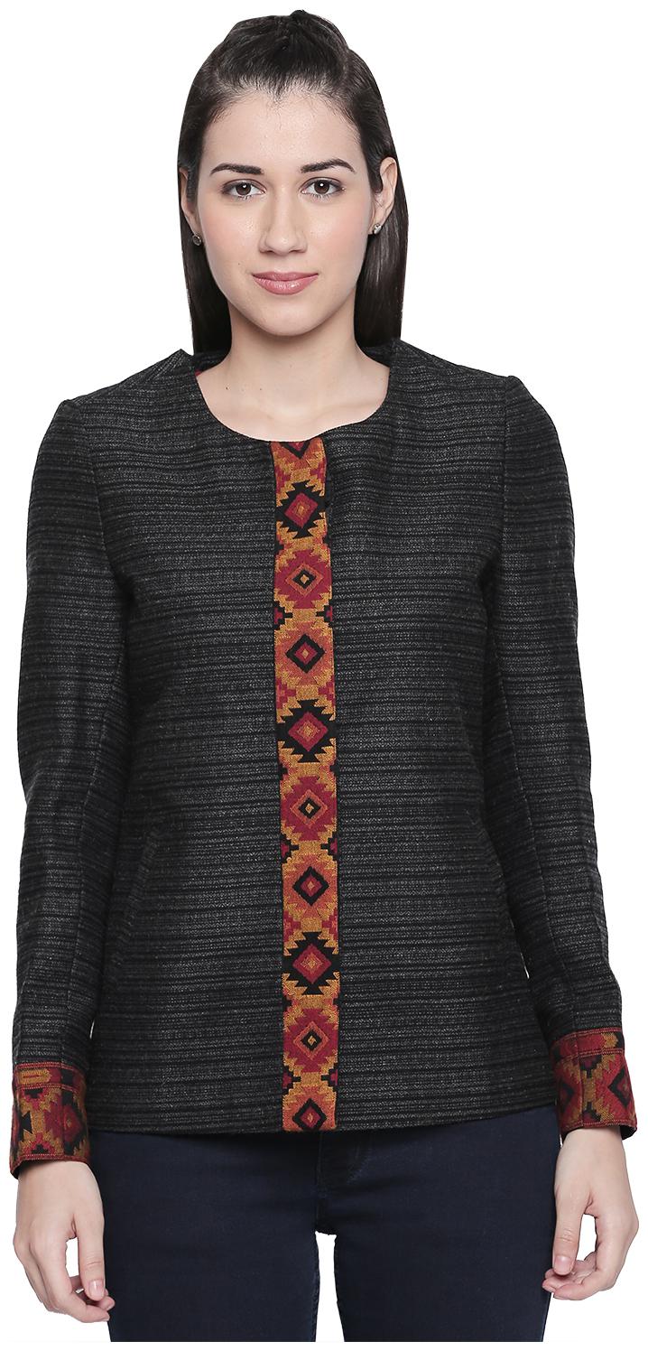 

Akkriti By Pantaloons Women Self Design Bomber Jacket - Grey