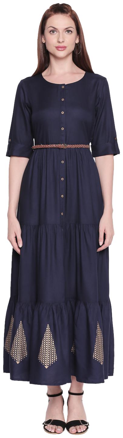 

Akkriti By Pantaloons Blue Printed A-line dress