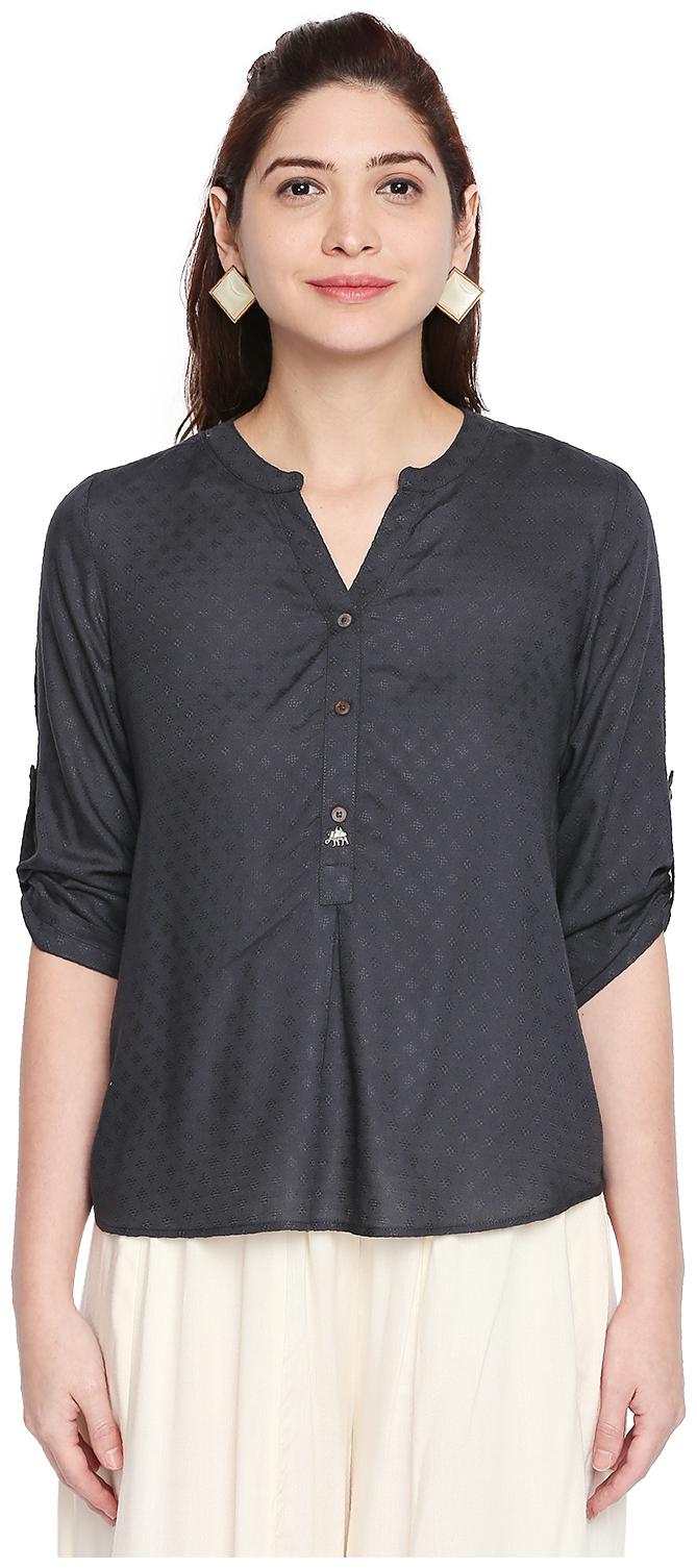 

Akkriti By Pantaloons Women Self design Regular top - Black