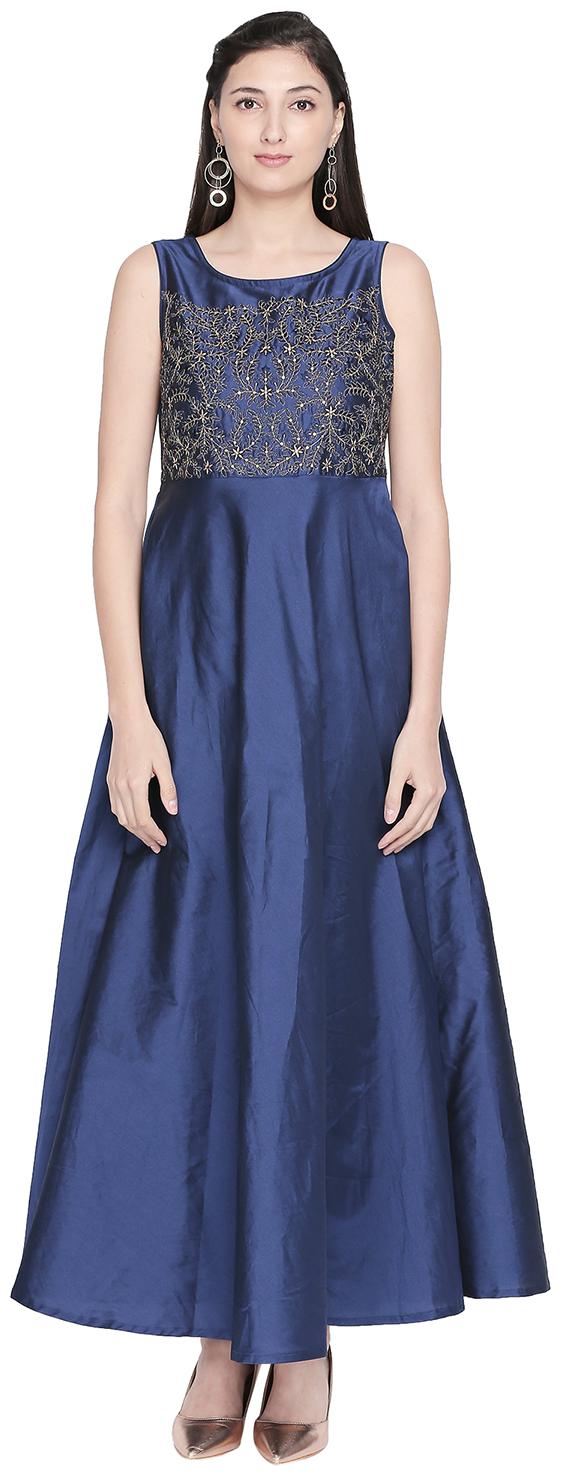 

Akkriti By Pantaloons Blue Embroidered Shirt dress