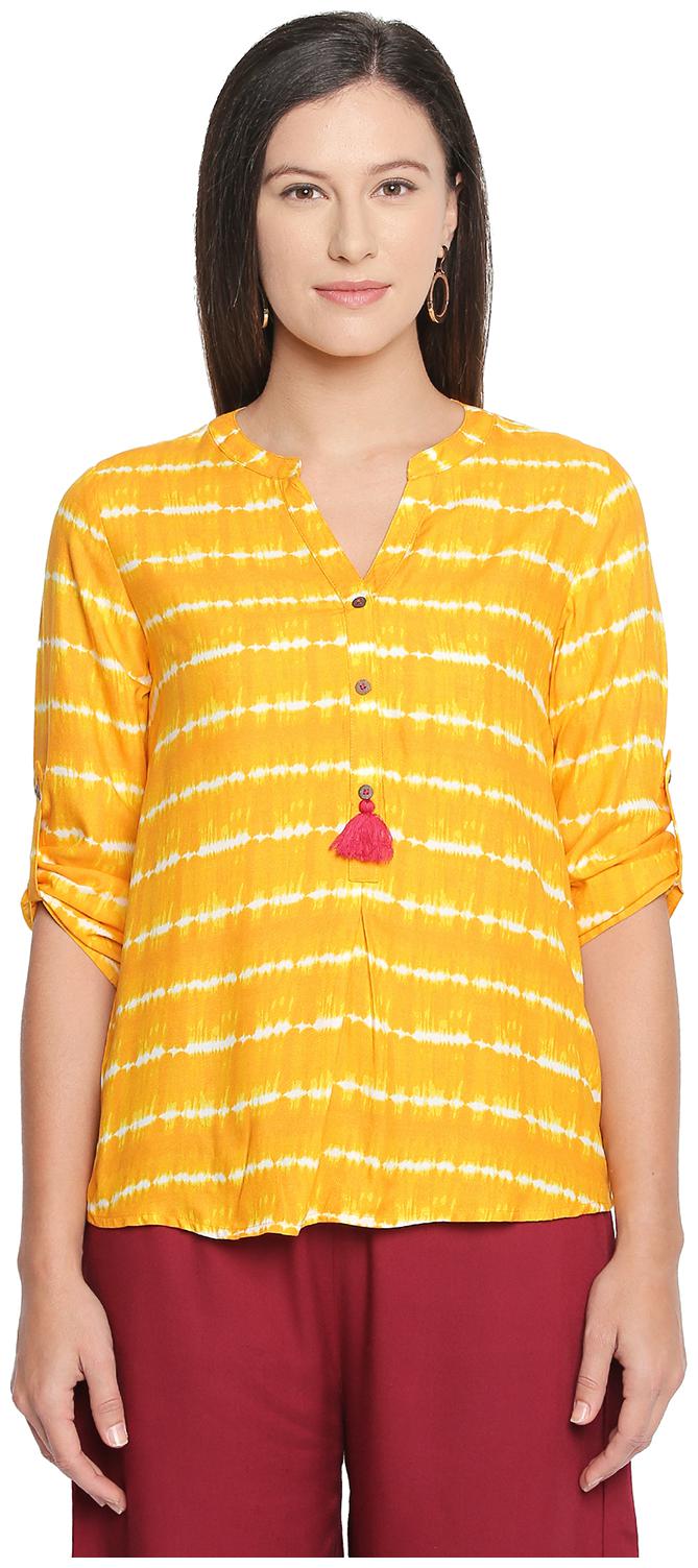 

Akkriti By Pantaloons Women Printed Regular top - Yellow White