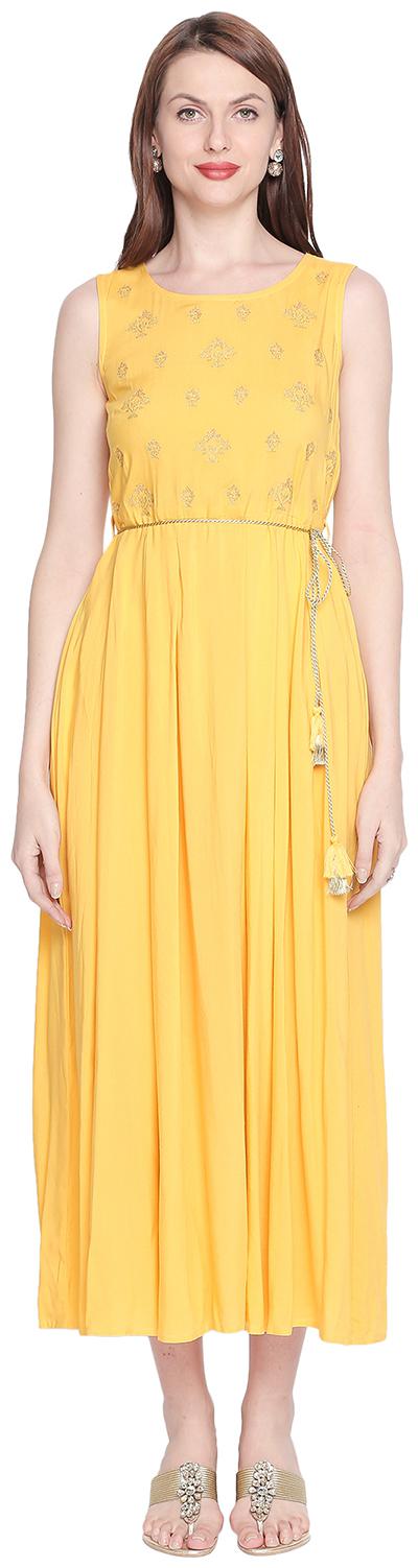 

Akkriti By Pantaloons Yellow Embroidered Shirt dress