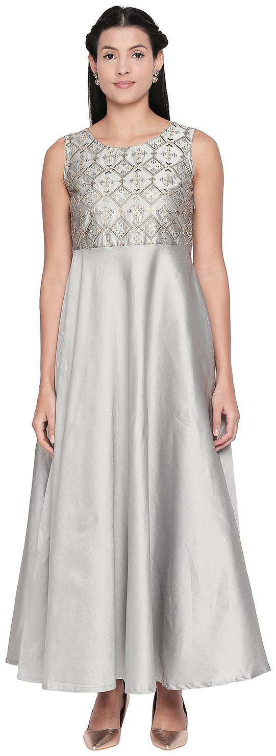 

Akkriti By Pantaloons Grey Embroidered Shirt dress