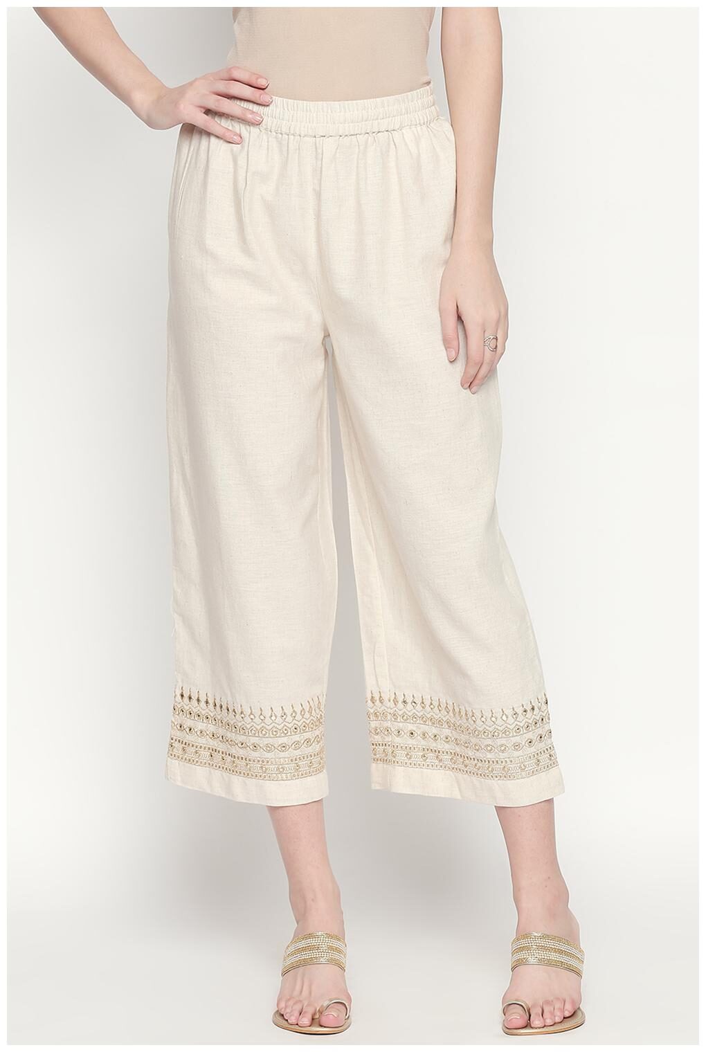 

Akkriti By Pantaloons Women Cream Regular fit Regular trousers